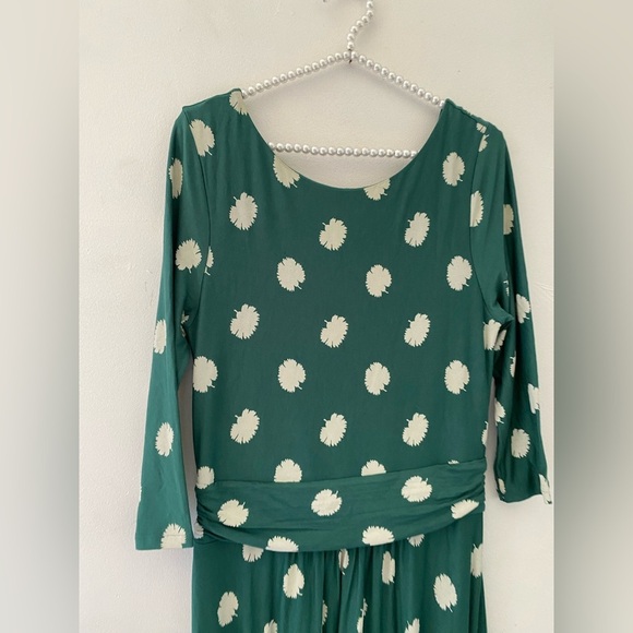 Boden Green Long Sleeve DressWhite Dots  Maisie Jersey midi forest carnation bud - Picture 7 of 11
